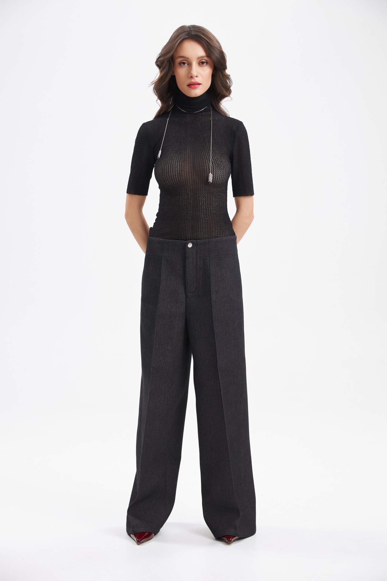 DANI DENIM TROUSERS, BLACK
