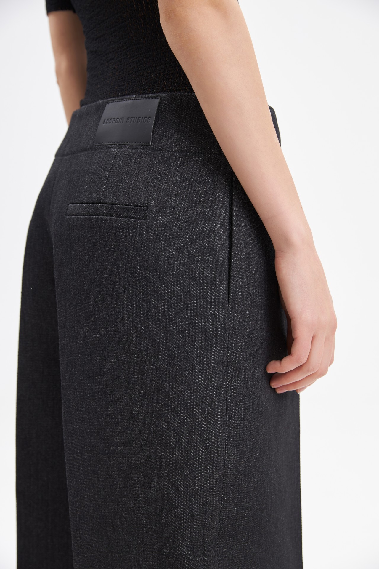 DANI DENIM TROUSERS, BLACK