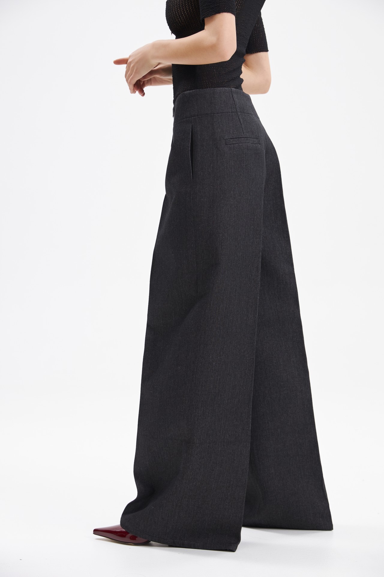 DANI DENIM TROUSERS, BLACK