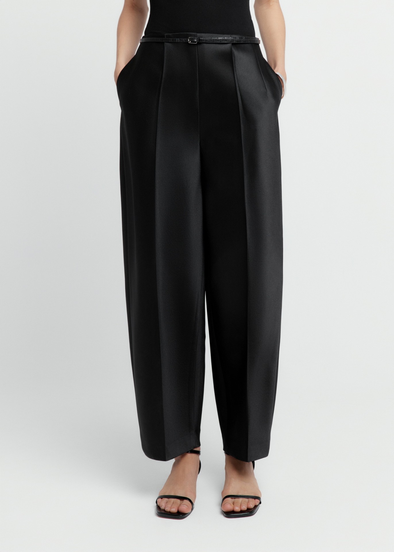 ELI TAFFETA TROUSERS, BLACK