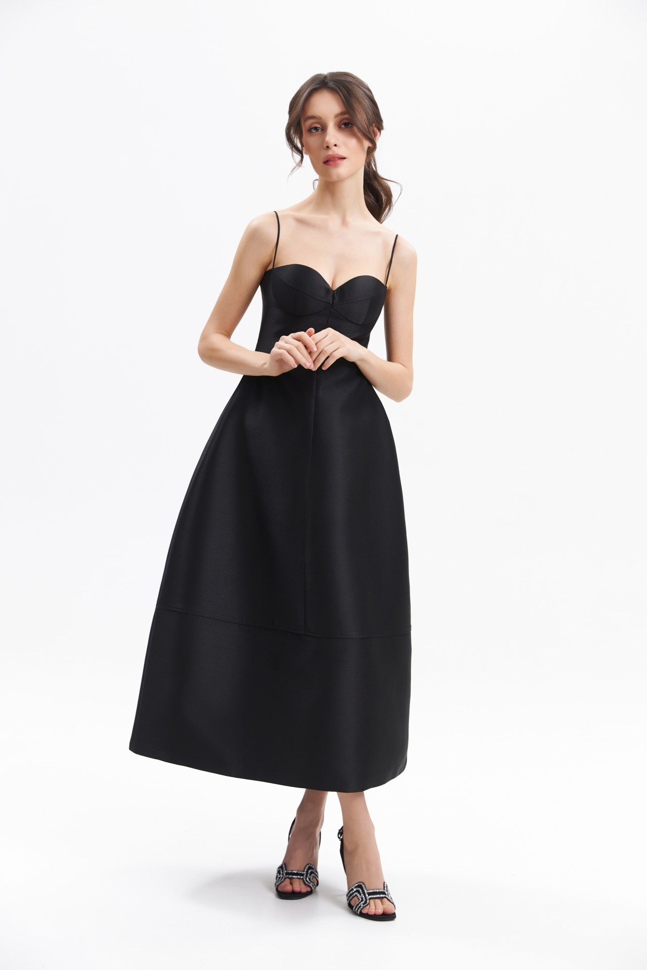 SELEE DRESS, BLACK TAFFETA
