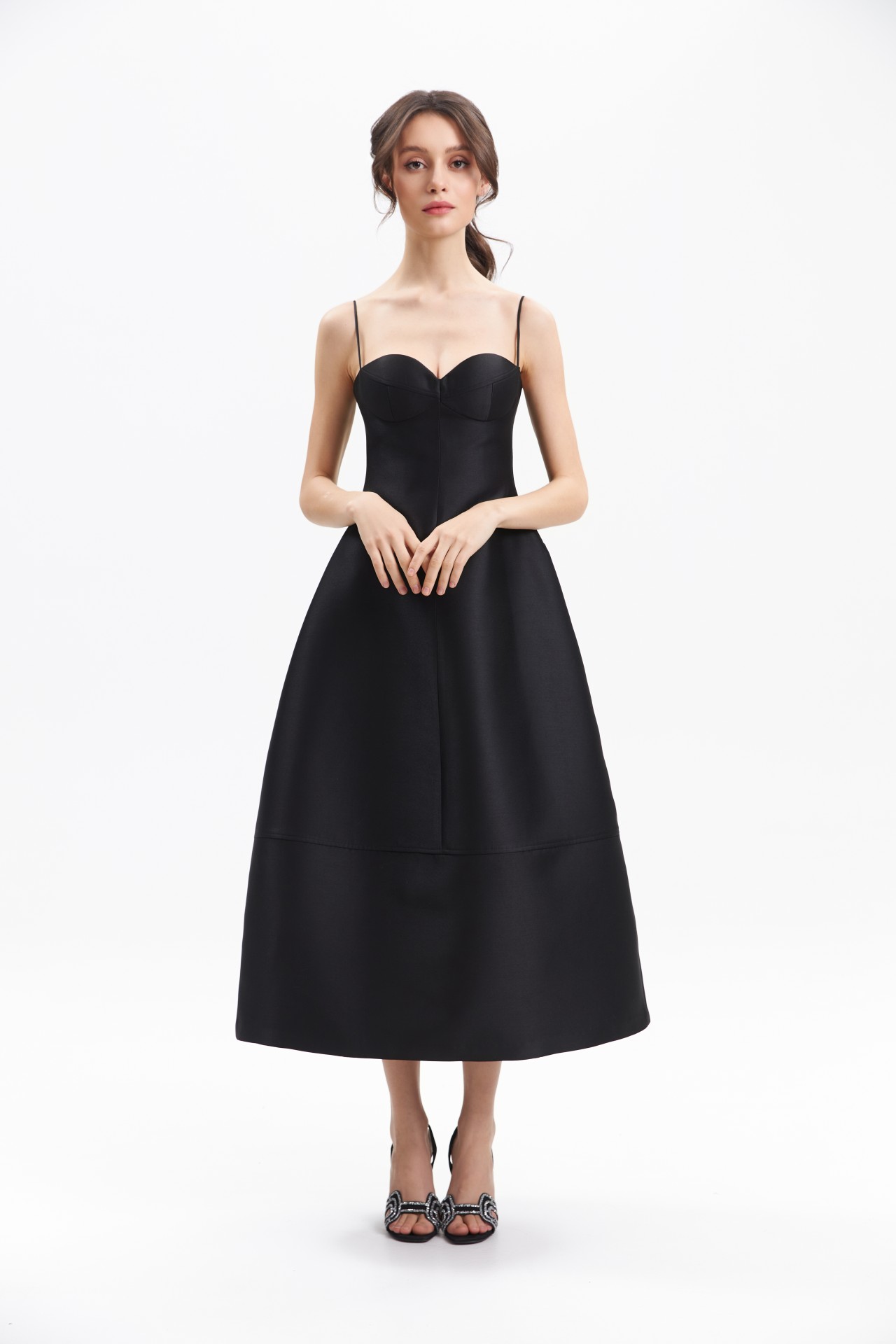 SELEE DRESS, BLACK TAFFETA