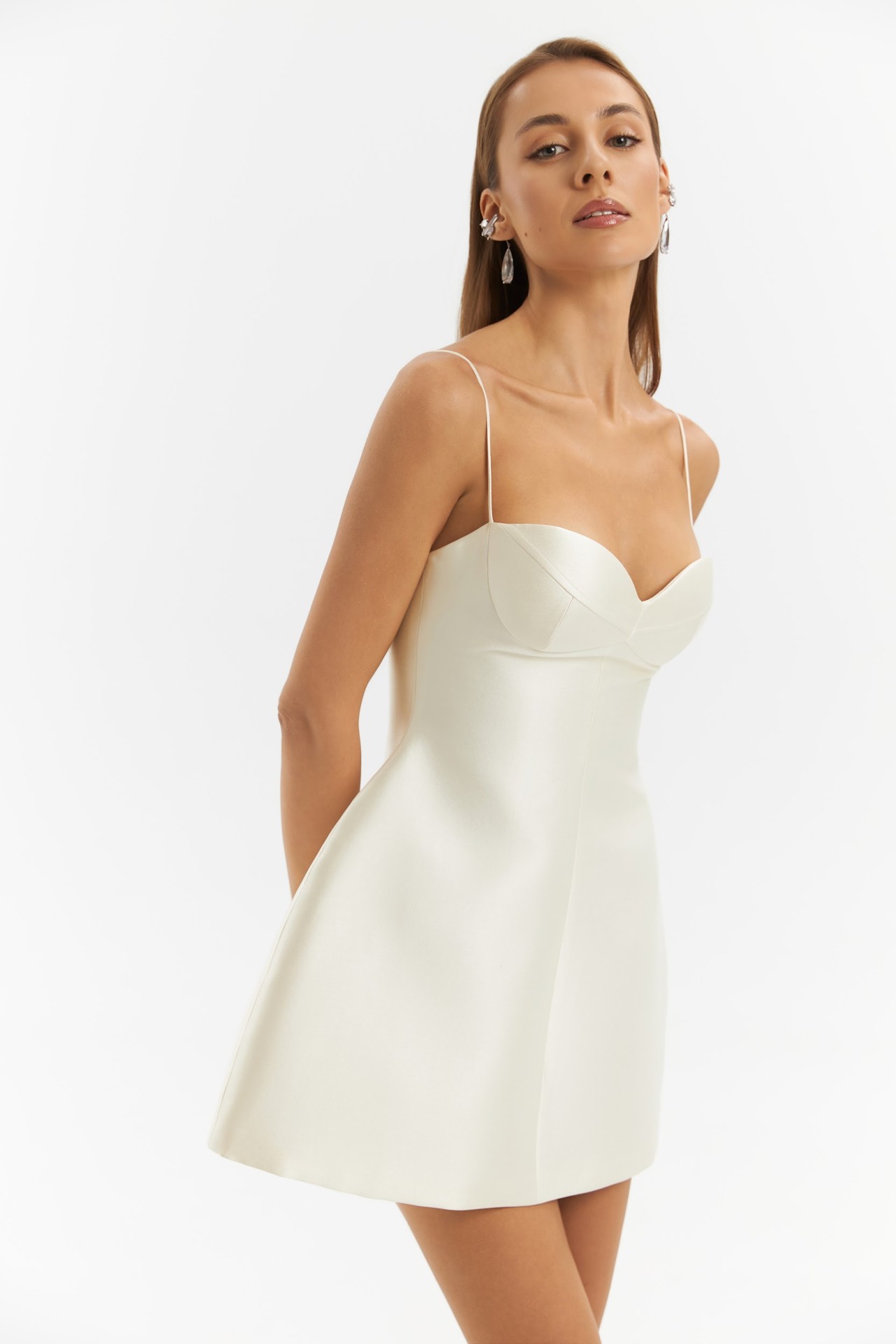 SELEE MINI DRESS, IVORY TAFFETA