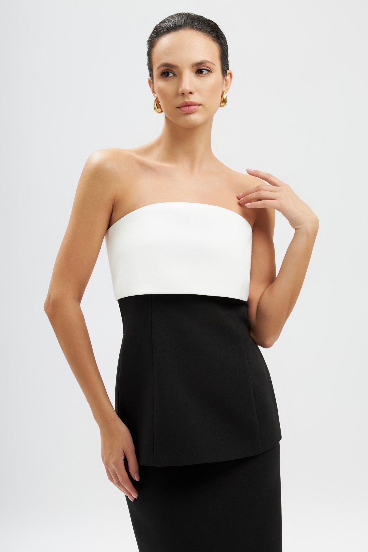 The Aurore Bustier, Bone/ Black Crepe